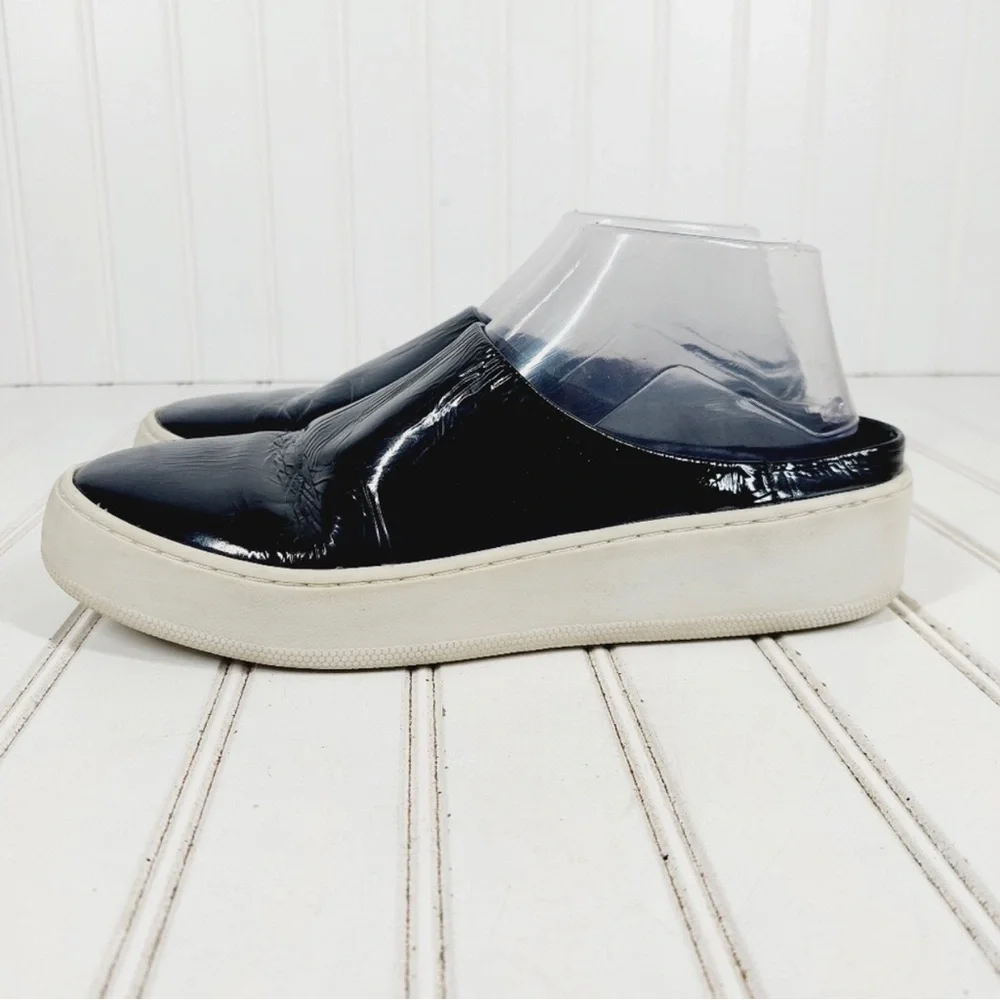 Free People Wynwood Patent Leather Mule Sneakers Black Slip On Shoe EU 38 US 7.5